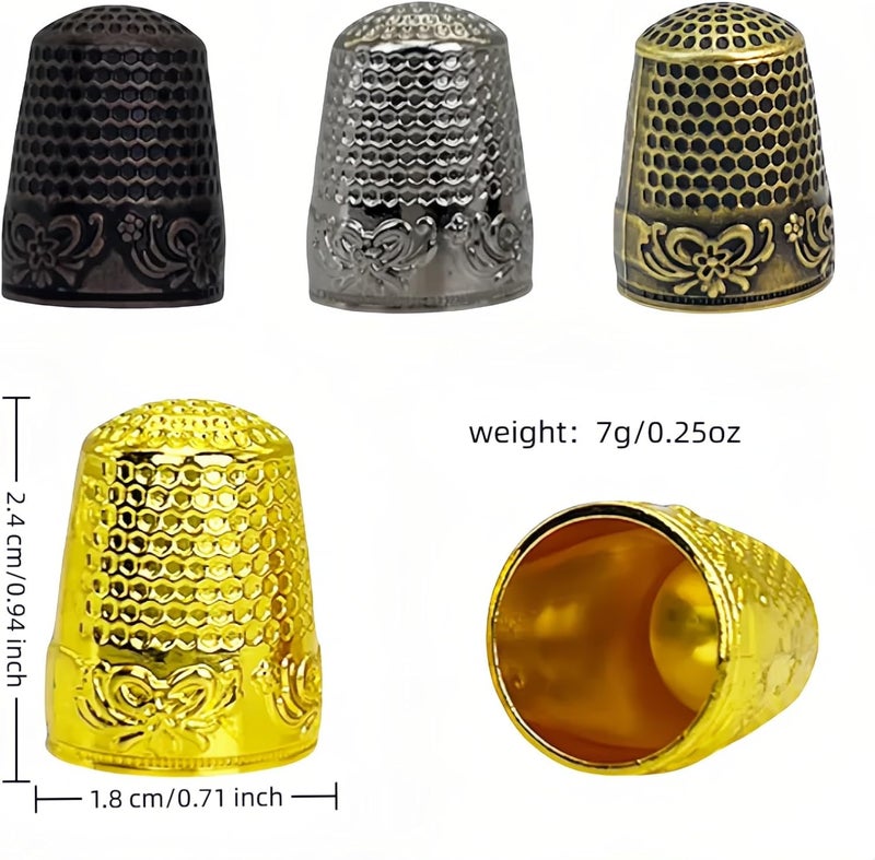 RyanDesign Metal Thimbles (4-Pack) - Size 9 Stainless Steel Finger Protector for Hand Sewing, Quilting, Embroidery | Comfort-Fit with Anti-Slip Grooves & Breathable Design - Image 3